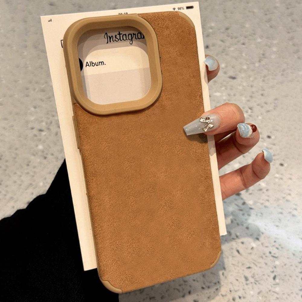 

For iPhone 15 Pro Max Case Sheepskin Leather Coated TPU Mobile Phone Back Cover A