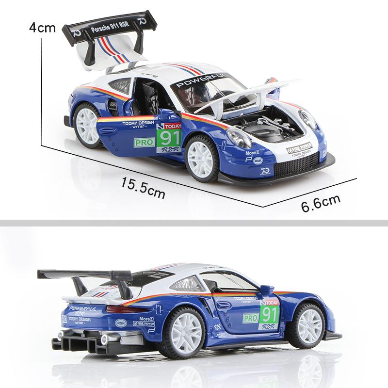 Porsche 911 GT3 RSR Wersja dopasowująca Symulacja Diecast & Toy Pojazdy Dźwięki & Światło Samochód Pull Back 1:Model supersamochodu ze stopu 32