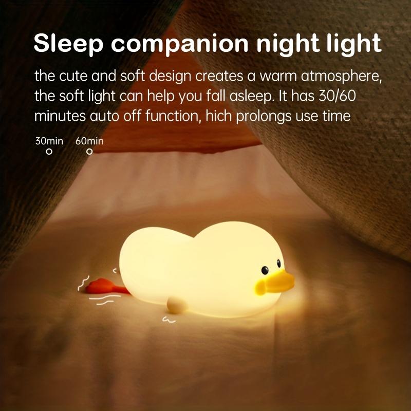 Cute Silicone Duck Night Light Children's Nightlight Gift USB Rechargeable Animal Touch Bedside Slepp Lamp Timing Function