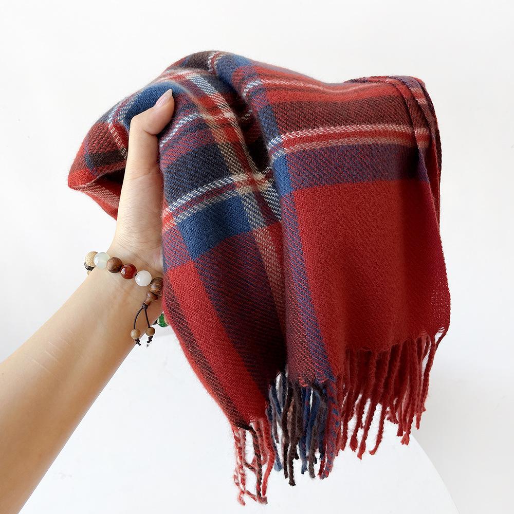 Plaid scarf high-end imitation cashmere scarf female autumn and winter tide warm student couple scarf shawl