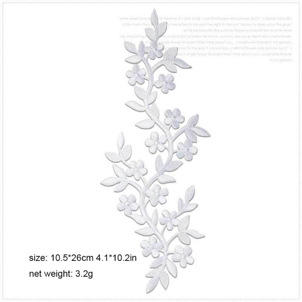 

Iron on Patch Cloth Patches 10.5*26cm Vine Leaves DIY Decorative Flowers Cheongsam Bag Patch білий