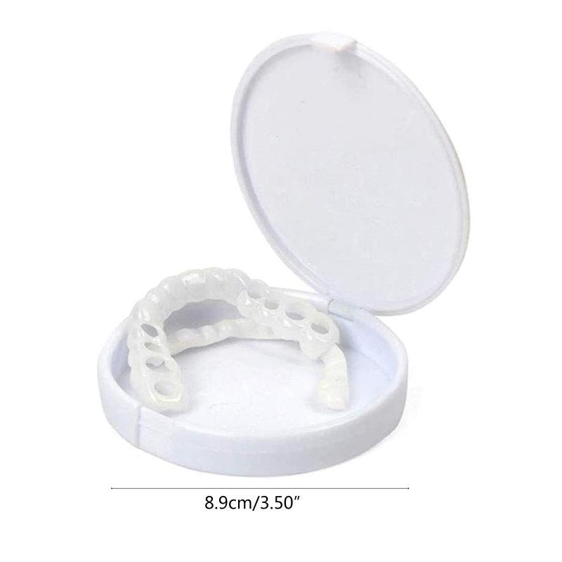 2pcs Upper and Lower Dentures with Storage Box and Clips, Comfortable Porcelain Restorations Suitable for Both Men and Women