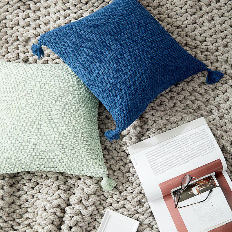 Buy Decorative Cable Knit Throw Pillow Cover Cotton Super Soft Warm Pillow Case DD at affordable