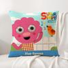 Cartoon Noodle  Pals Cushion Cover Natural Linen Organic Fabric DoubleSided Printing Sofa Home Decor Breathable Bed Pillow