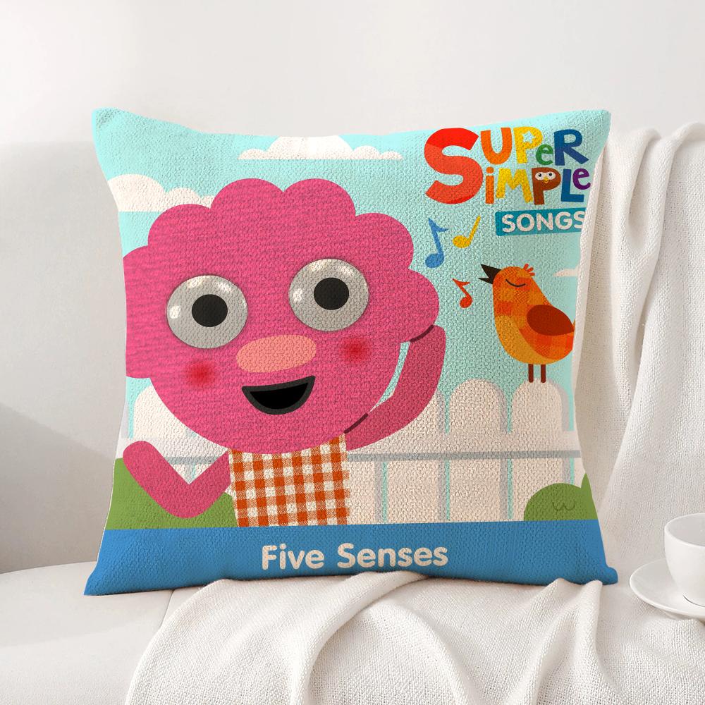 Cartoon Noodle Pals Cushion Cover Natural Linen Organic Fabric DoubleSided Printing Sofa Home Decor Breathable Bed Pillow