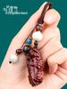 Purple Sandalwood Pixiu Keychain Pendant: Handmade Creative Ornament Buckle.