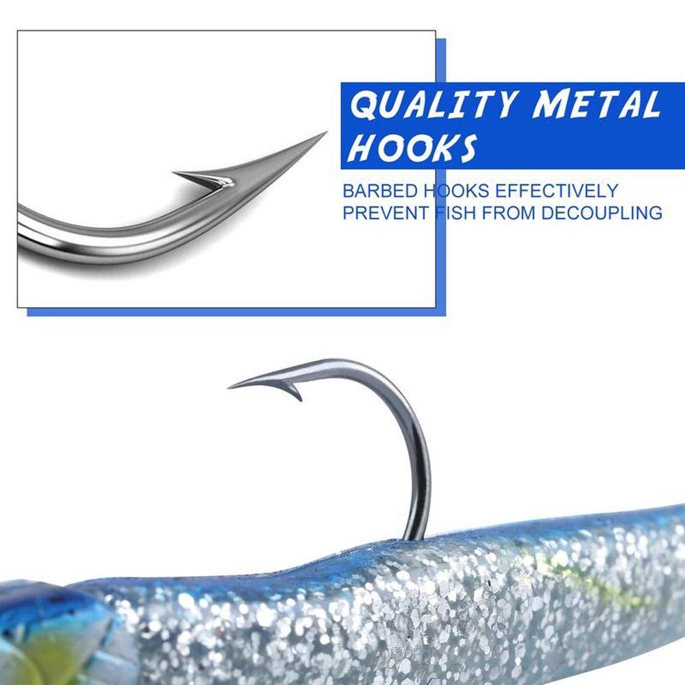5pcs 10g Jig Head Soft Tail Bait Pike Bass Fishing Lure Bionic Eel Shore Jigging Sea Lake Boat Game Replaceable Reuse Fishhook