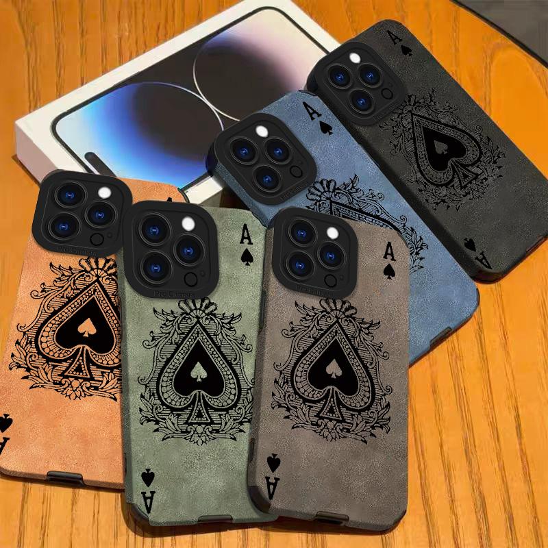 Spade A Lambskin Leather Phone Case For iPhone 17 Pro Max Air 16 16e 15 14 13 12 11 Pro Max Plus X XS MAX XR Back Cover