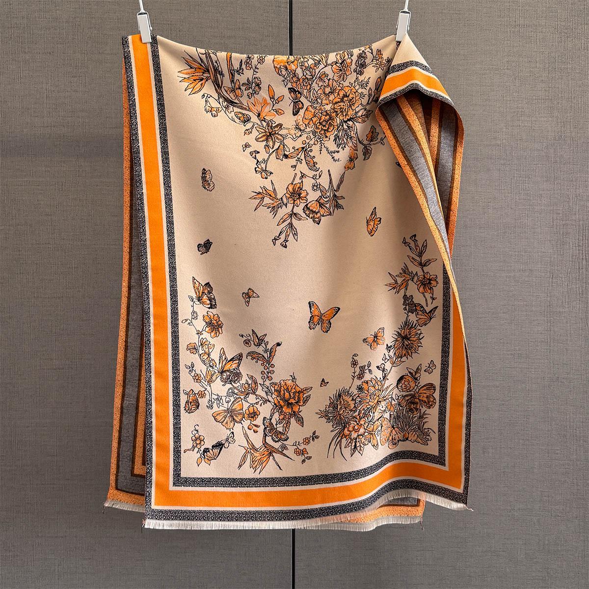

Autumn new retro imitation cashmere butterfly jacquard shawl women s high-end fashion outer coat decorative scarf 185*65cm