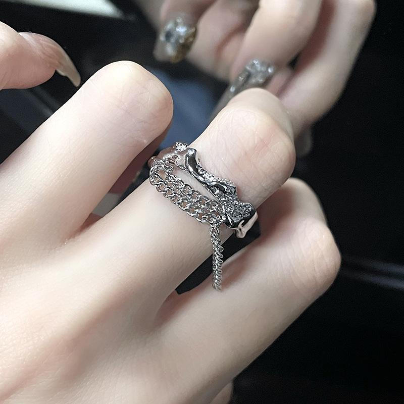 Niszowy Design Łańcuszek Premium Zimny Wiatr Francuski Składany Pełny Diament Cyrkon Osobowość Saturn Otwarty Pierścionek