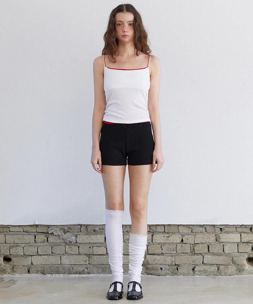 Lense Micro Ribbed Banding Short Pants Black