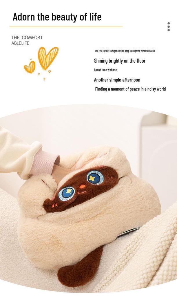 Sait Dudu Cute Calico Cat Plush Pillow - Big Eyes Siamese Cat Ornament, Perfect Birthday Gift