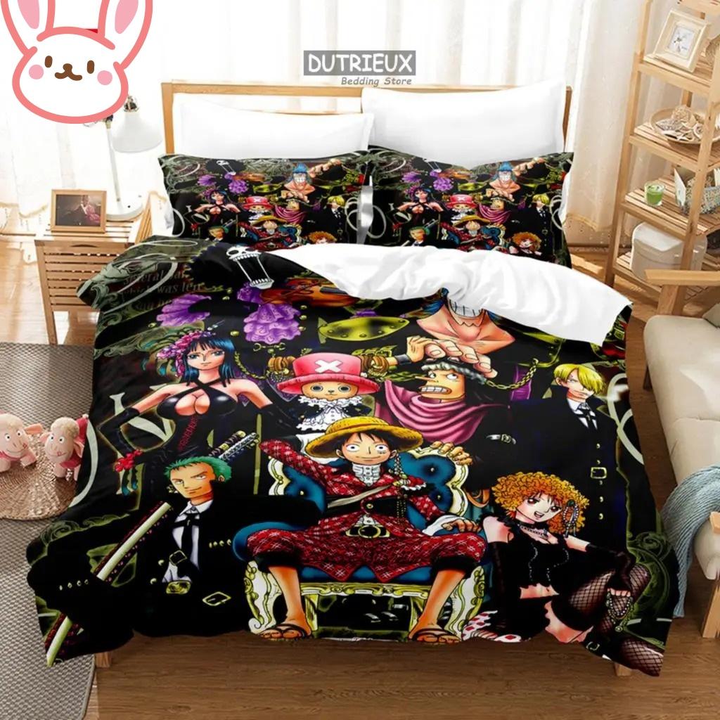 3D Heißer Verkauf Einteiliges Bettbezug-Set Luffy Sauron Anime Bettwäsche-Set Bettbezug mit 2 Kissenbezügen Schlafzimmer-Dekoration Teenager Beste Geschenke