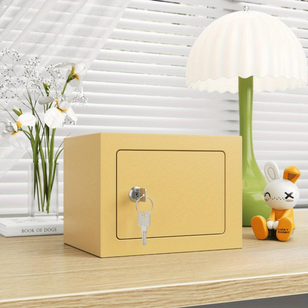 

Компактный стальной сейф для монет с двойным ключевым замком, не требующий батареек, домашний/офисный депозитный сейф, идеальный подарок на праздники, день рождения, современный, прочный золотой