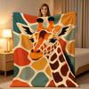 Lightweight Flannel Throw Blanket Giraffe Abstract Geometric Art Soft Cozy Decorative Blanket for Sofa Bed Bedroom Living Room Travel Camping Gift for