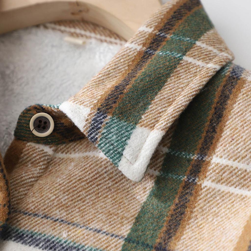 Women's Casual Plaid Padded Warm Long Sleeve Shirt Top Jacket