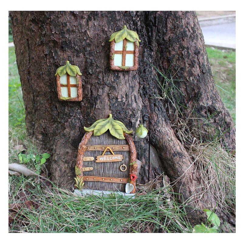 Miniature Fairy Gnome Window Door Set Pendant Creative Elf Home Yard Art Garden Decoration Outdoor Decoration Fairy Garden