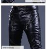 Pánské kožené motorkářské kalhoty slim fit v korejském stylu