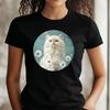 T-Shirt Women Persian Cat with Dandelion Motif Cotton Size XS To 3XLWill Be Opened In a New Window or Tab