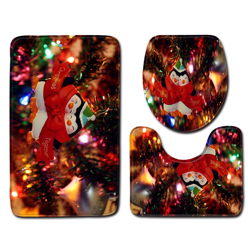 Weihnachts-Badezimmer-Bodenmatte Badezimmermatte Toilette Dreiteiliges Set