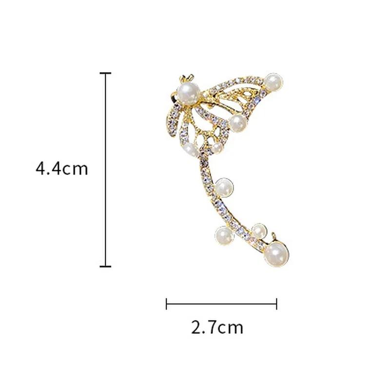 New Fashion 1PCS Butterfly Round Ear Cuff Earrings for Women Girls  Jewelry Gift Rhinestone Cartilage Clip