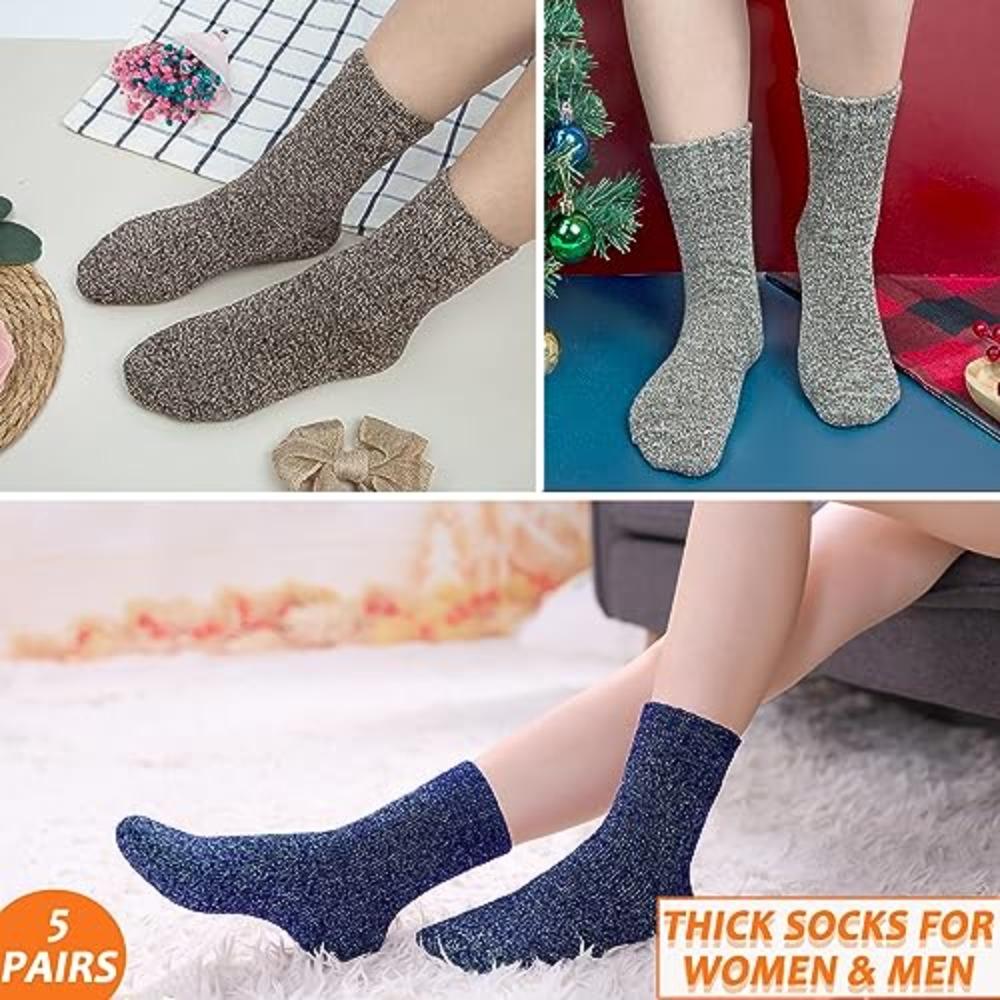5 Pairs Women Socks, Cute Soft Cozy Crew Socks, Stocking Stuffers Gifts for Women, Warm Fuzzy Fluffy Socks, Winter Casual Home Sleeping Socks