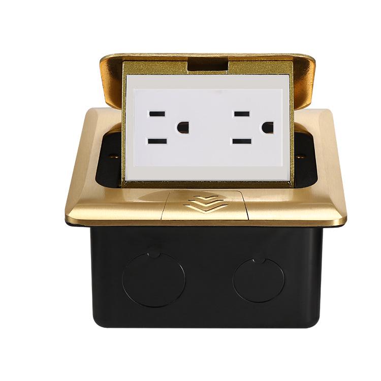 Silver Black Hidden Floor Socket - UK/Thai 15A, US Standard, Six-Hole Floor Power Outlet