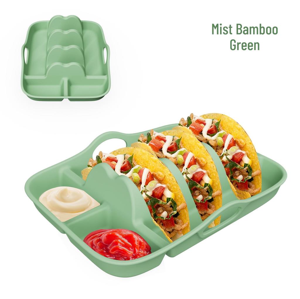 Silicone Taco Plate Holder with Dividers for Burritos and Tortillas