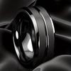 8mm Steel Black Grooved Matte Men's Luxury Wedding Engagement Ring Jewelry