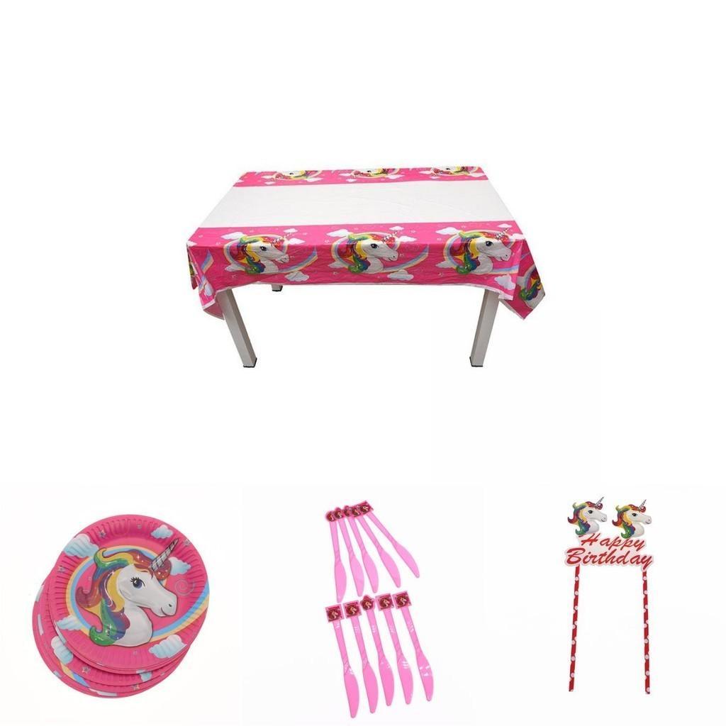 Whimsical Unicorn Kids Birthday Party Supplies Set Including Cheerful Plates Cups And Napkins