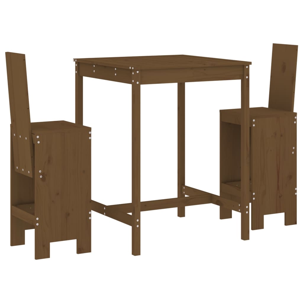 Vidaxl 3-Cz. Garden Bar Furniture Set, Honey Brown, Pine