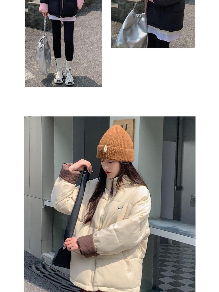 Women's Cotton-Padded College Style Jacket, 2024 Autumn/Winter Edition - Short, Loose, and Thickened in Candy Colors.