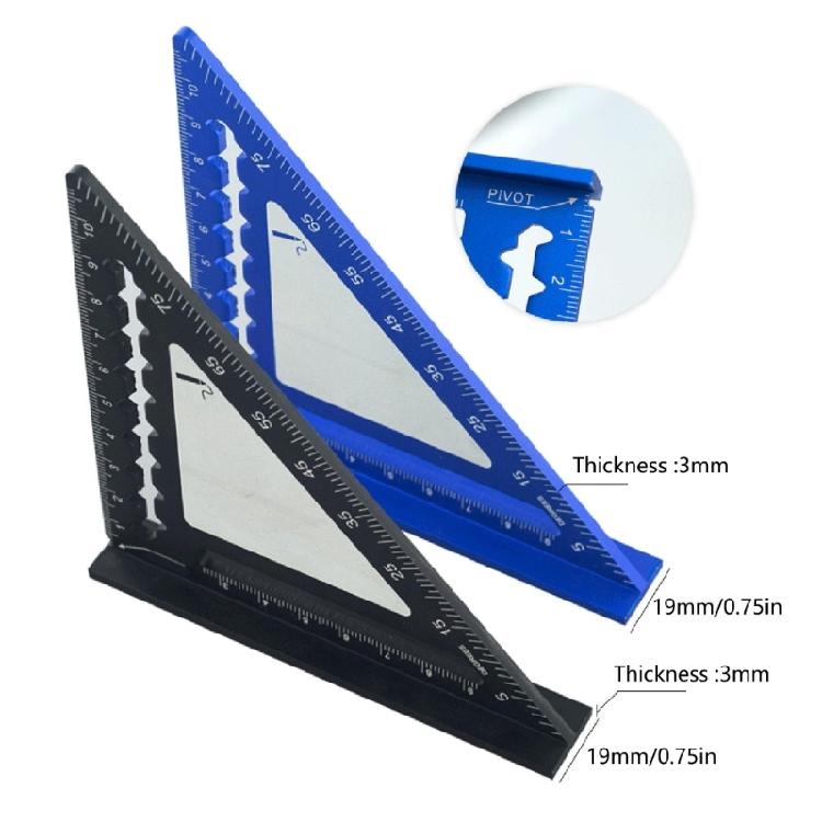 Triangle Ruler Aluminum Drafting Triangle Square Ruler 45/90 Degree Right Angled Woodworking Math Geometry Tool