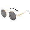 Round Steampunk Sunglasses Men  Fashion Elastic    Designer Vintage Rimless Sun Glasses For Women Lentes De Sol