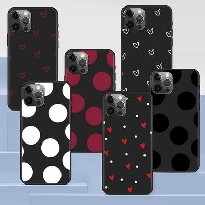 Cute Wave Point Love Heart Case for Apple iPhone 14 11 13 12 Pro Max XR 7 8 + SE 2020 XS 6 6s Plus 5 5s Silicone Phone Cover