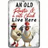 Vintage Metal Rooster Wall Art Poster for Kitchen Farm