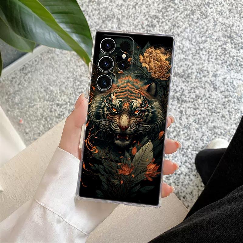 

Прозрачный чехол с тиграми для Samsung Galaxy S26 S25 S24 S23 Ultra S20 S21 FE S22 Plus S26 Ultra S25FE Мягкий силиконовый чехол для телефона Galaxy S20