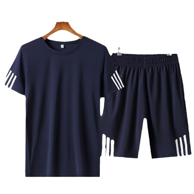 Men's Plus Size Summer Sports Suit: Crew Neck Quick-Dry T-Shirt & Shorts for Running Fitness