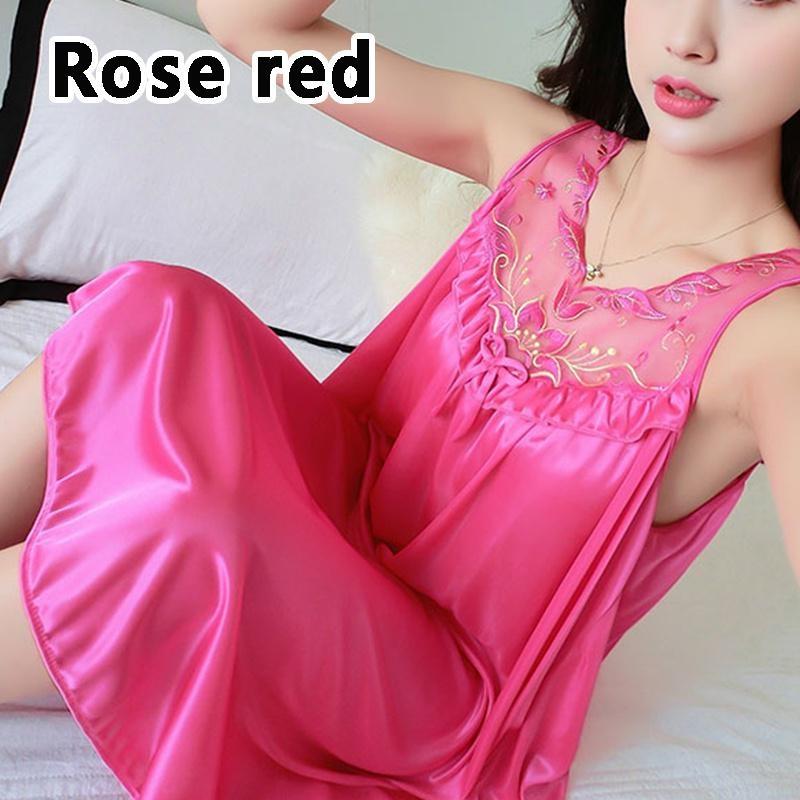 

11 цветов, женское модное пижамное платье, кружевное атласное ночное платье без рукавов, удобная домашняя одежда, шелковая одежда для сна 4XL 90-100kg розы красного