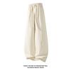 Summer new American old money style imitation hemp miter scimitar pants loose casual wide-leg pants drape long pants