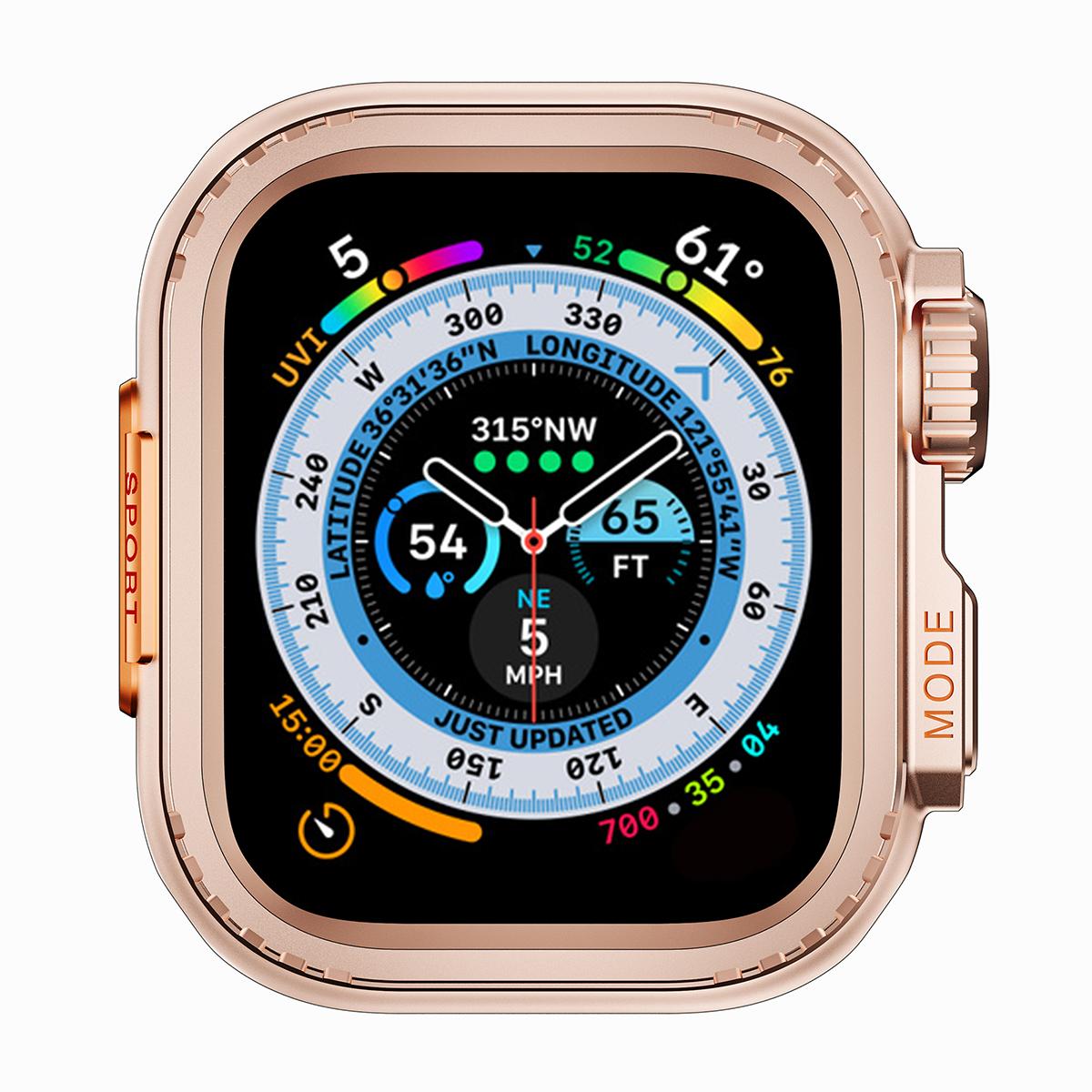 

Металлический бампер-чехол для Apple Watch 45 мм 44 мм Защитная рамка-крышка для iWatch Серии 9 8 7 6 5 4 SE Преобразование в Ultra 3 2 49 мм 49mm-Ultra1 2 розового золота