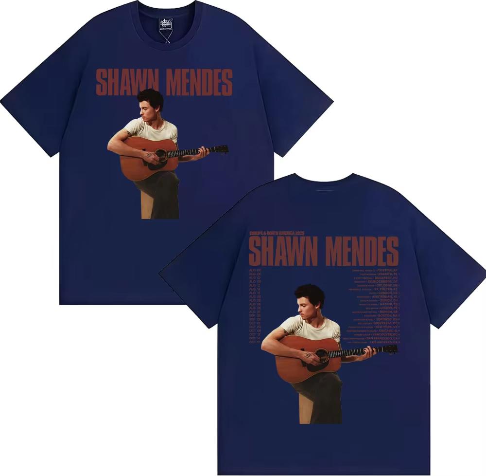 Singer Shawn Mendes on The Road Again Tour Graphic Tshirts Mens Fashion Hip Hop Street T Shirt Casual Cozy pure Cotton Top