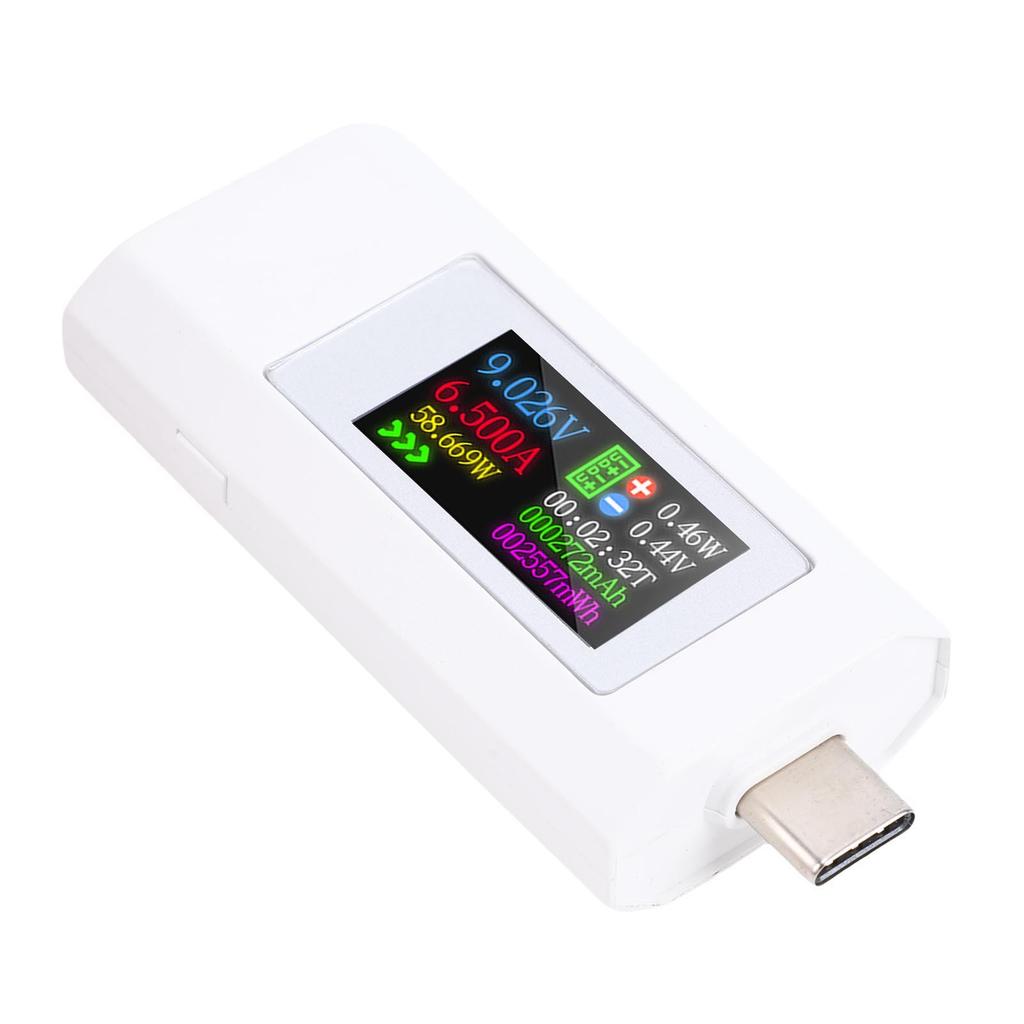 USB C Tester 0-6.5A 0-195W Voltage Current Power Capacity Tester Color Screen Type C Multimeter for 3C Digital Products