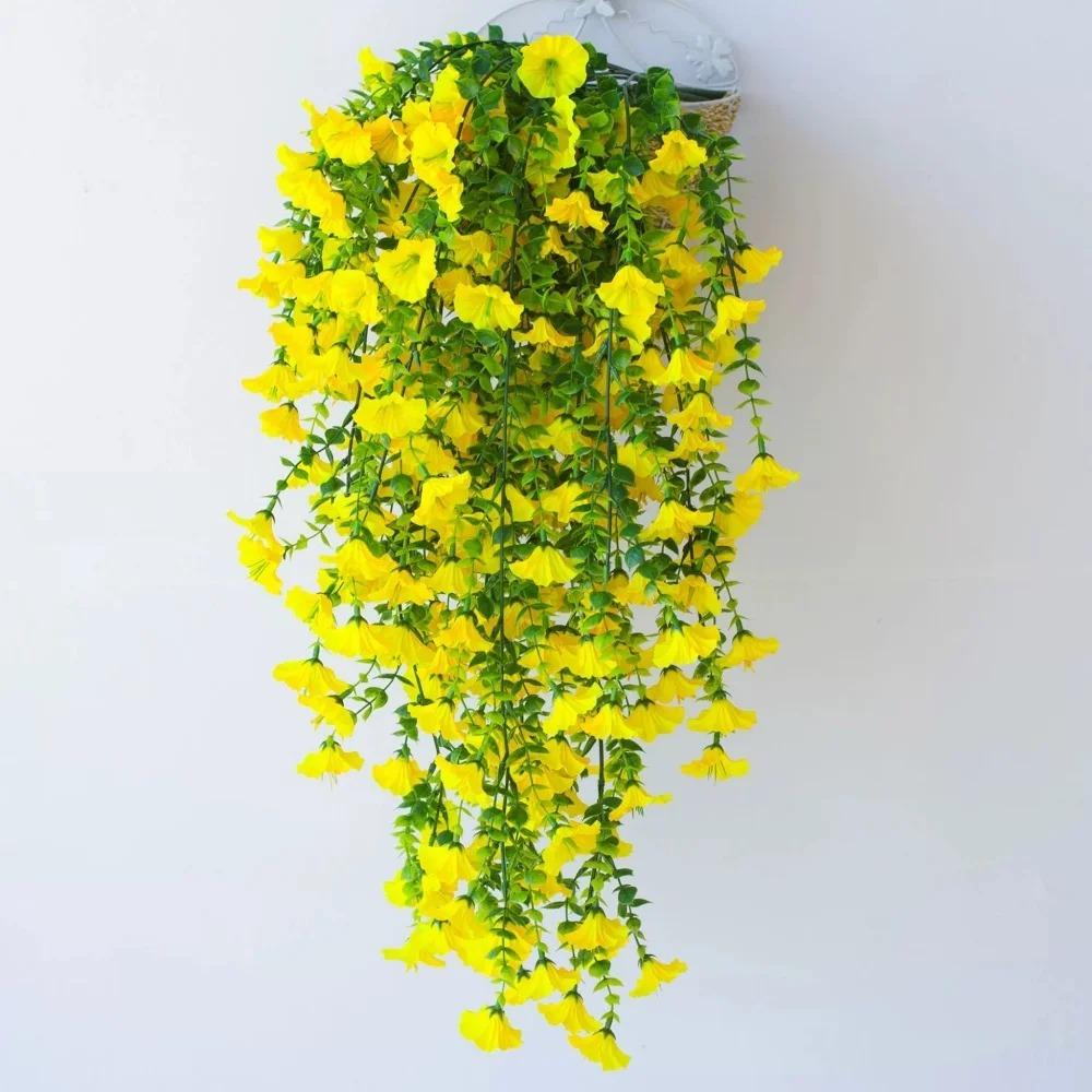 Artificial Morning Glory Hanging Vines – Realistic Outdoor Flowers for Garden Decor, Weddings, Offices,Multiple Combinations