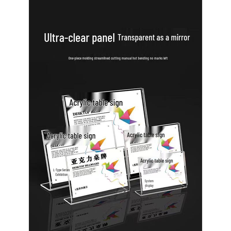 Transparent Acrylic L-Shape Slanted Desk Display Stand