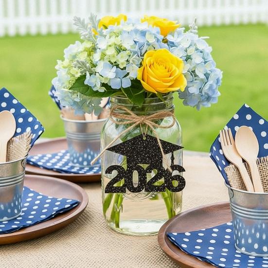 2026 Graduation Decorations Graduation Party Table Centerpiece with Hanging Cards & Decorative Toppers Ceremony Theme Decor Set for Dining Table