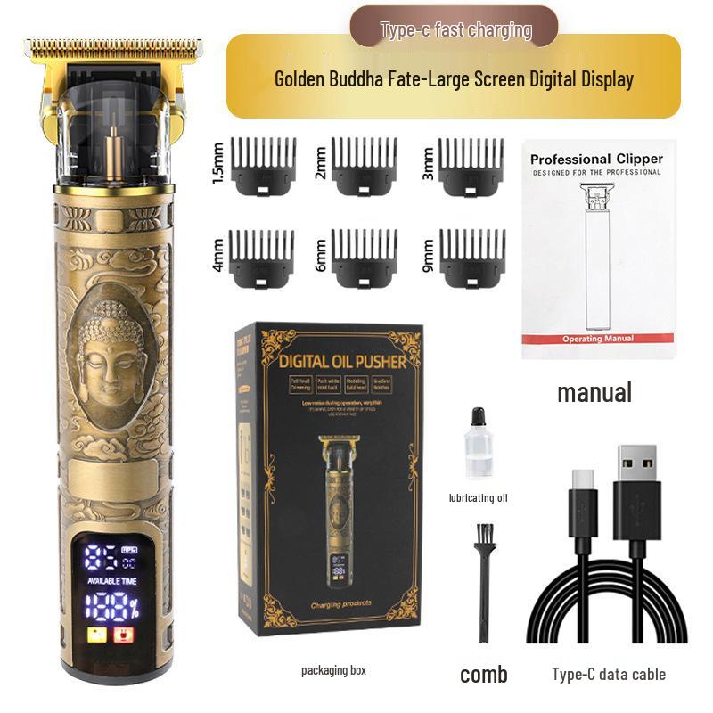Retro Electric Hair Clipper & Shaver - Special Oil Design for Bald and Styled Heads