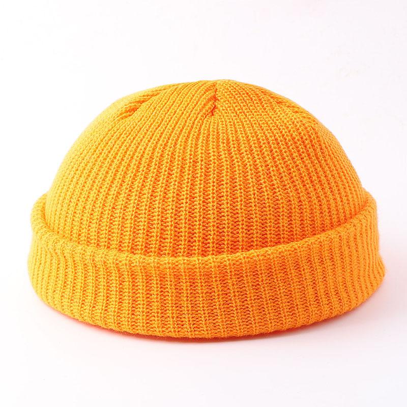 Melon Hat Men's and Women's Trend Autumn and Winter Wool Hat Student Fashion Flanged Yuppie Cold Hat Women's Brimless Knitting