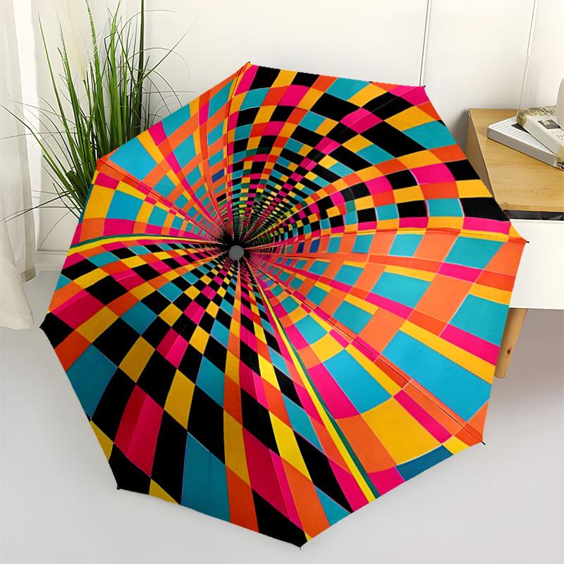 1pc Vortex Tunnel Automatic Folding Umbrella - Compact 8-Rib Design, Durable Plastic & Iron, Lightweight for Outdoor Daily Use157
