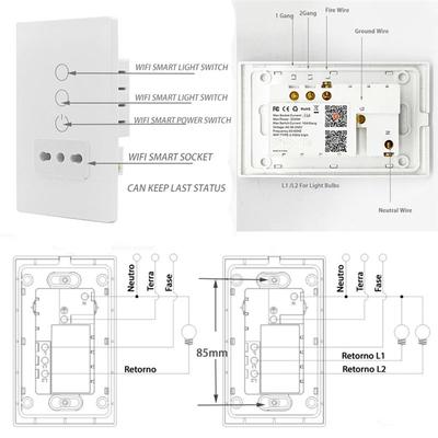 ABBY-Tuya Wifi Smart Italy Light Switch Wall Socket Chile Outlet Glass Panel Plug Intelligent Remote For Smartlife
